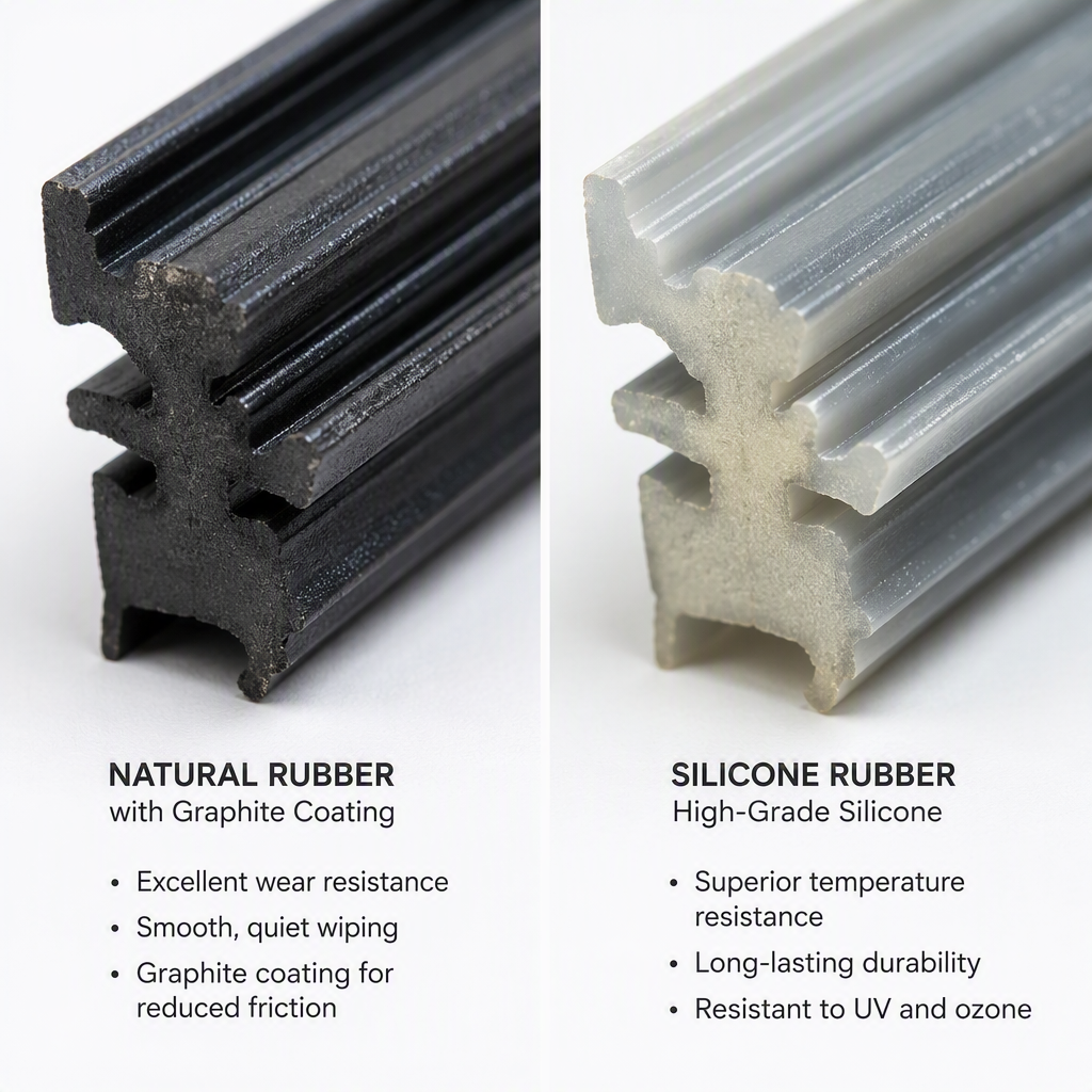 Comparison of natural rubber vs silicone wiper strips