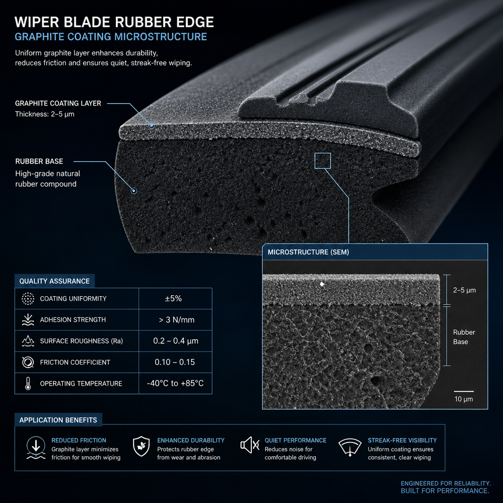 Microscopic visualization of wiper blade graphite coating