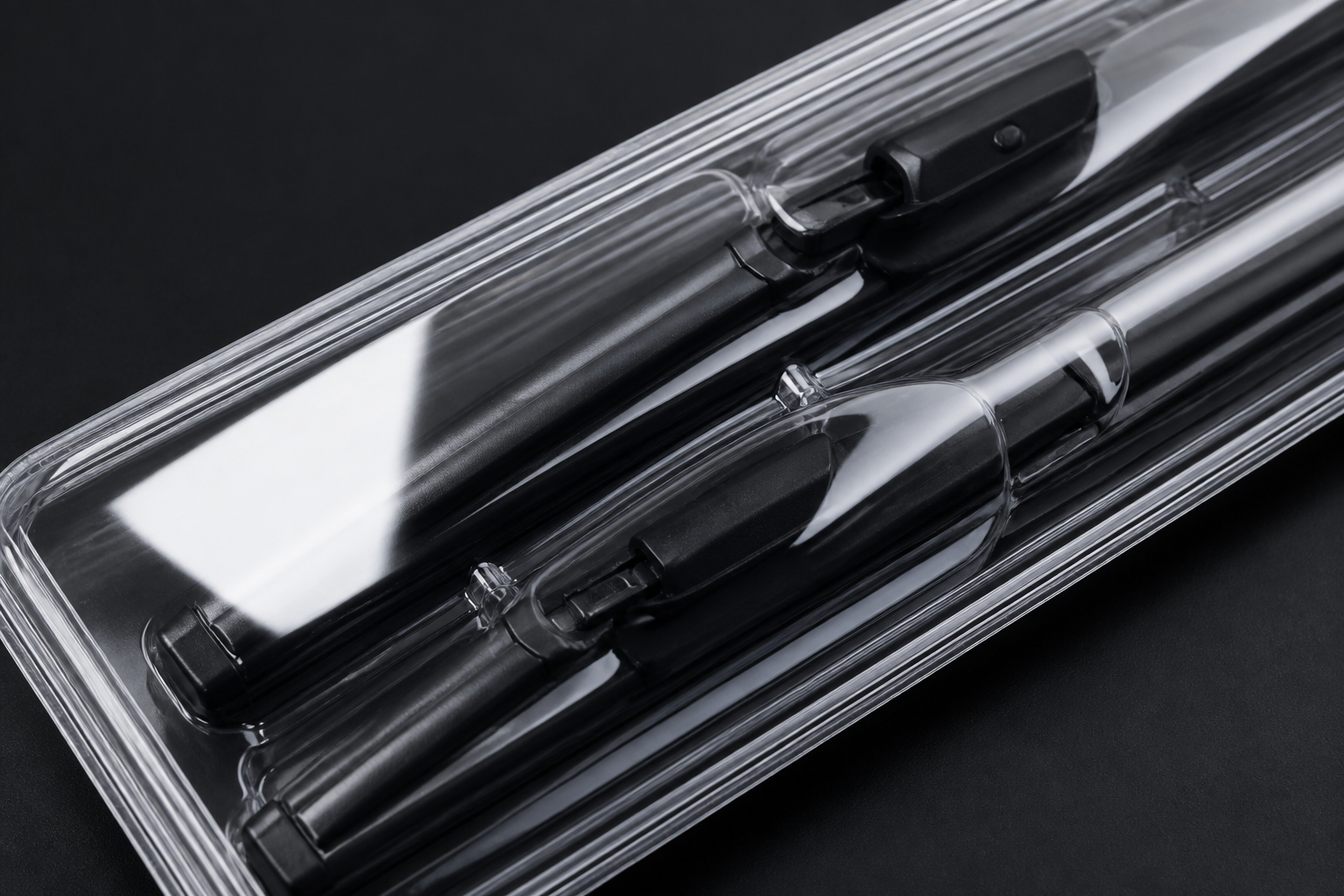 Close-up of premium double blister wiper blade packaging