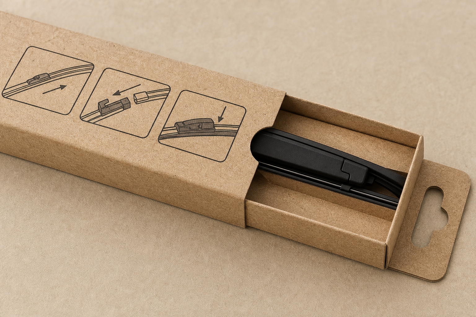 Eco-friendly paper slide card packaging for wiper blades