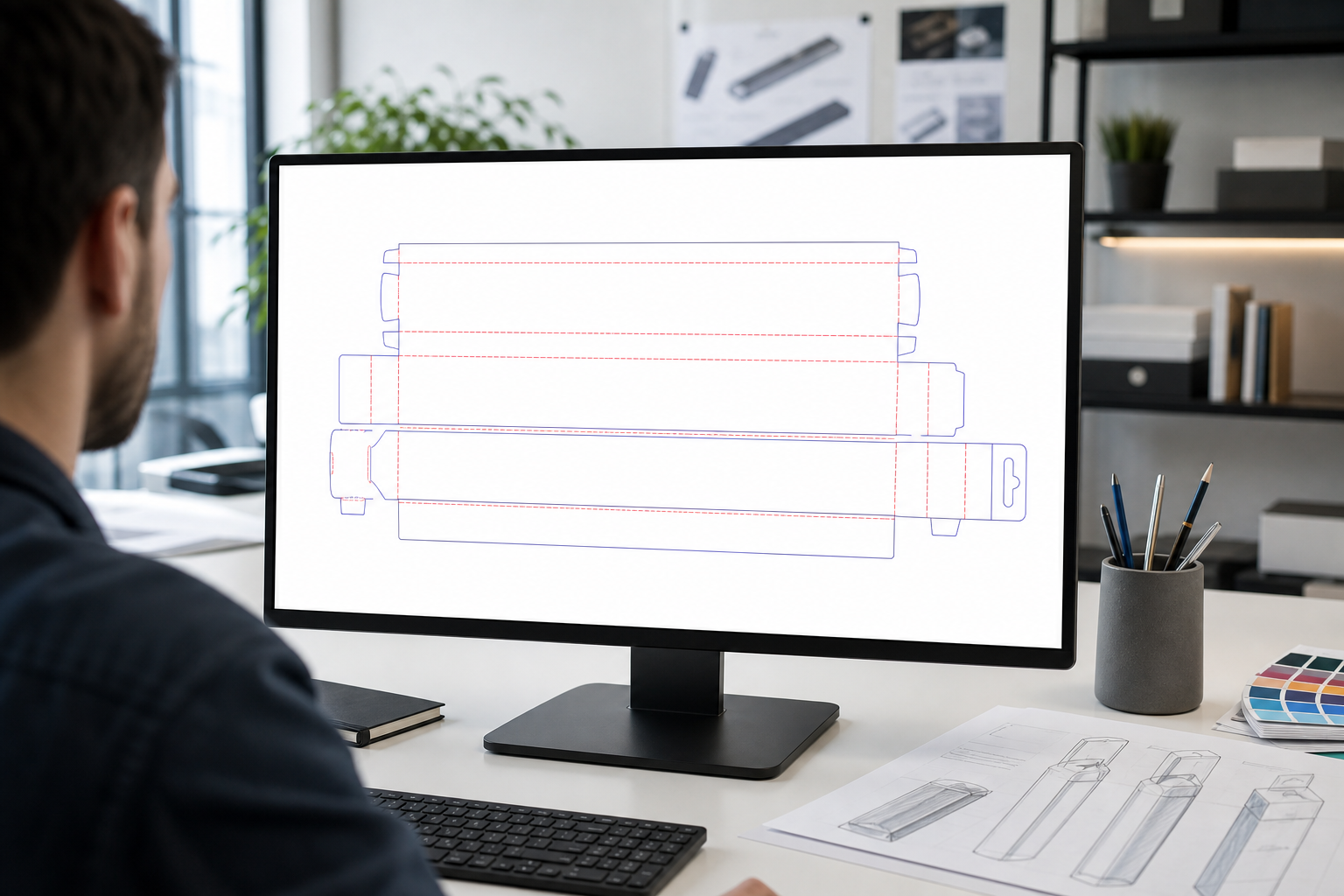 Technical dieline template for custom wiper blade box design